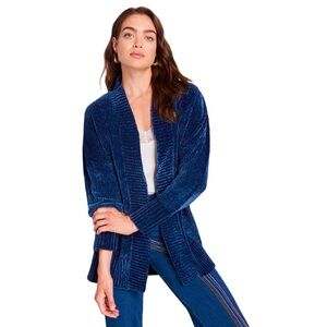 ModCloth Women’s Chenille Open Front Chunky Cardigan Royal Blue Sweater, Size S
